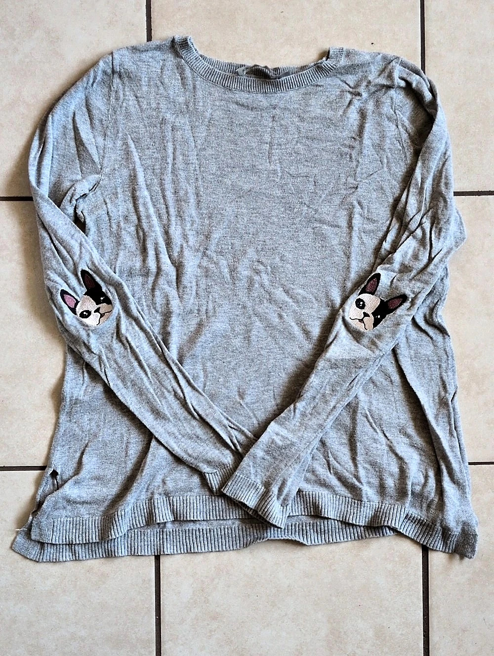 ASOS Gray Cotton Dog Detail Sweater Size Small